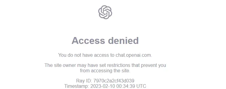 ChatGPT拒绝中国访问