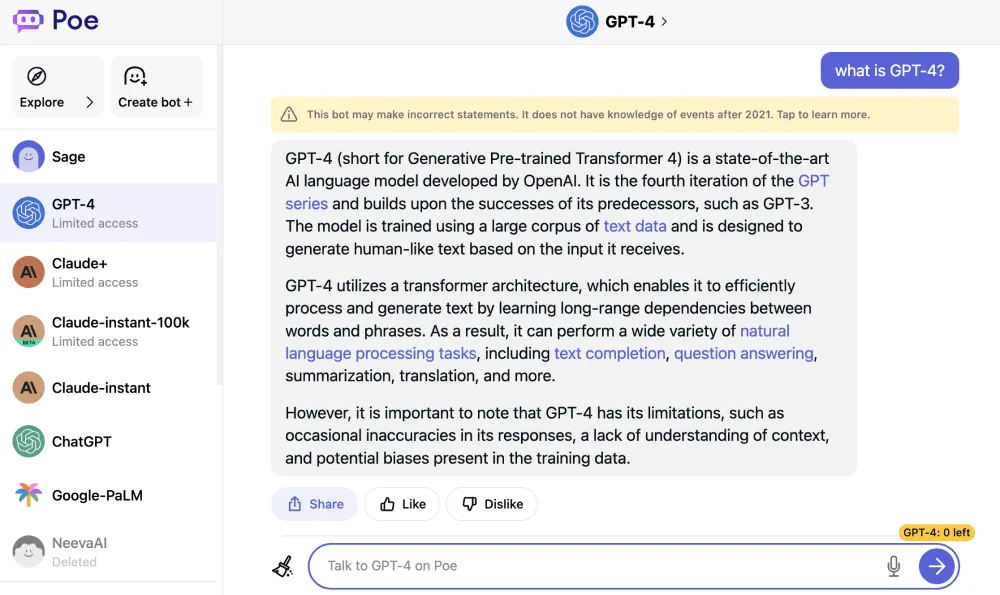 Poe GPT-4