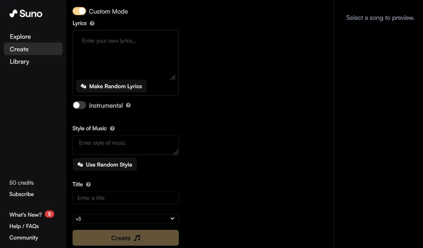 Suno AI 自定义模式