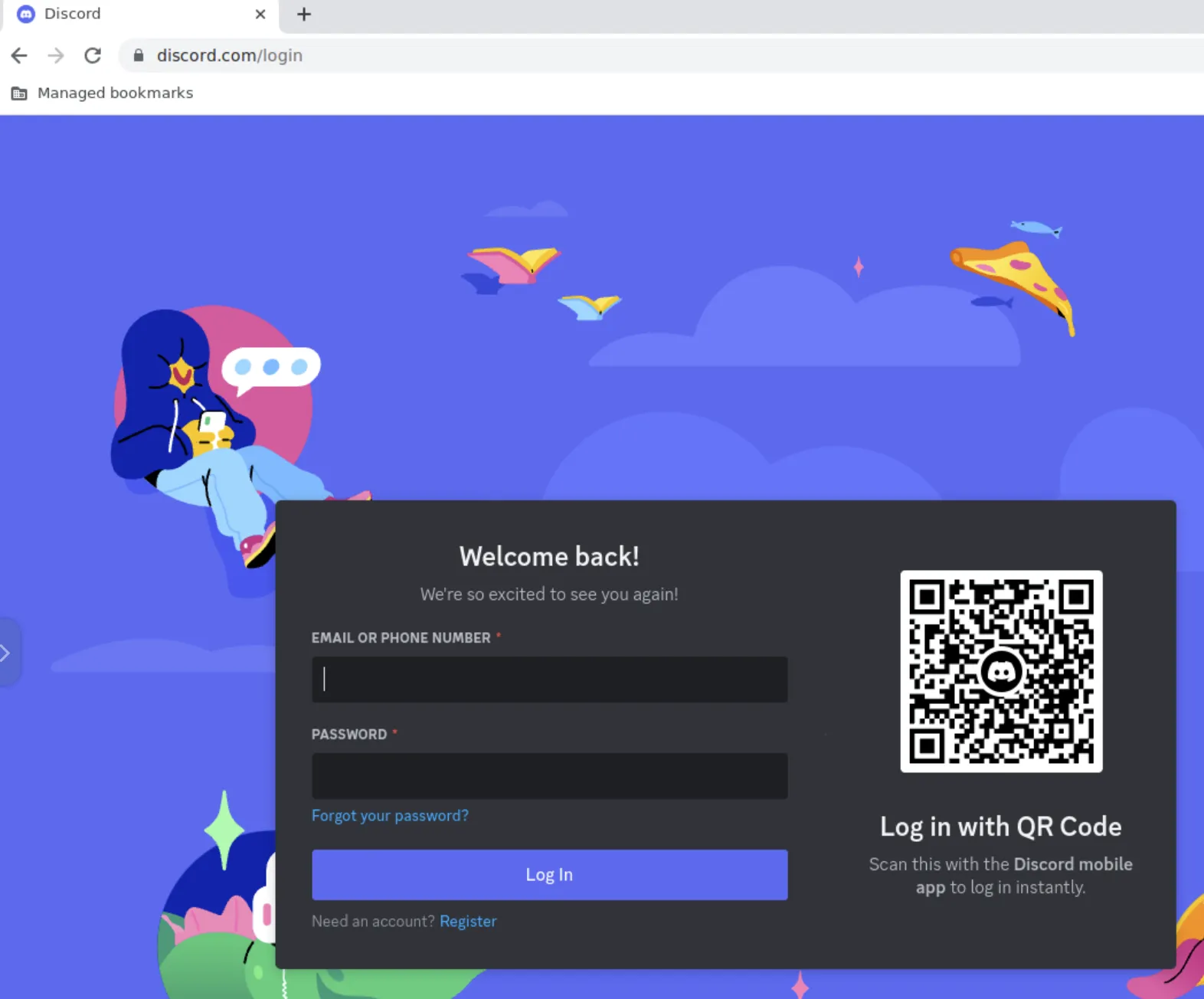 Discord 登录界面