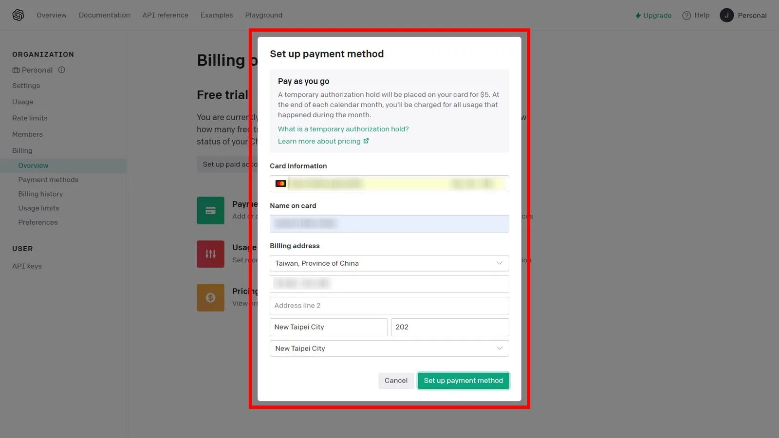 Set up Payment Method