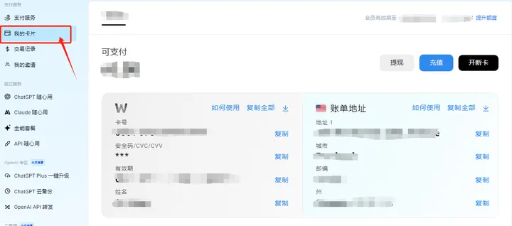 虚拟信用卡信息