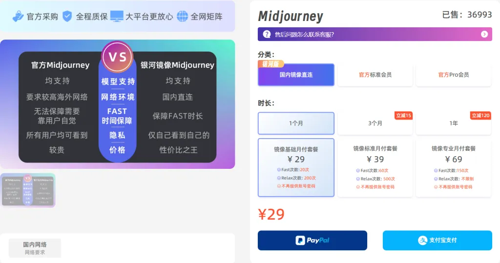 平台购买 Midjourney