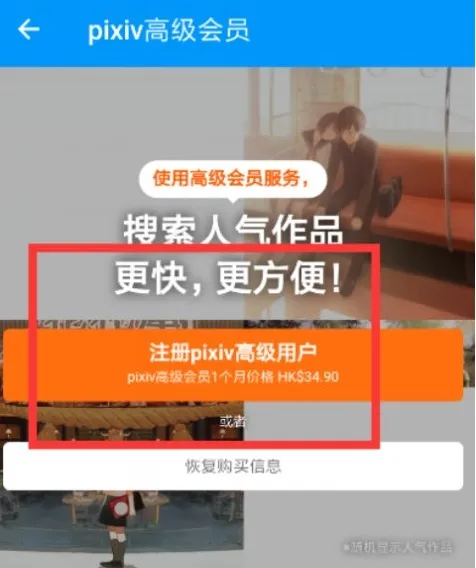 Pixiv高级会员支付页面