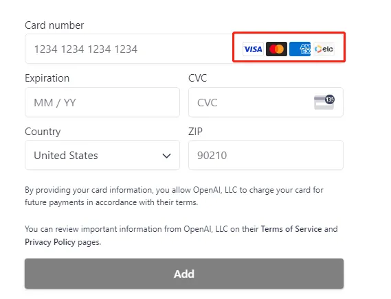 Stripe Checkout支持的信用卡类型