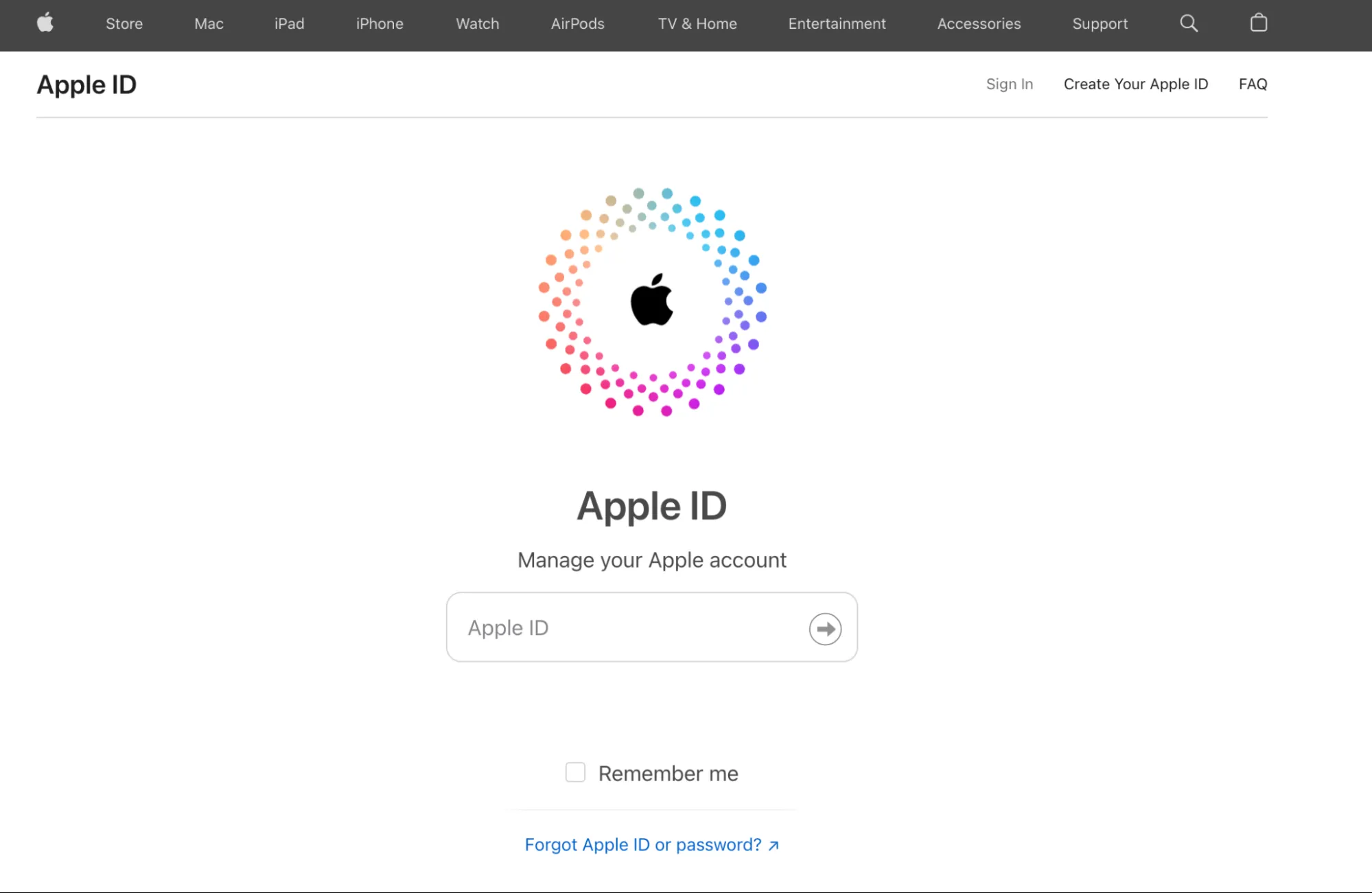 Apple ID 创建界面