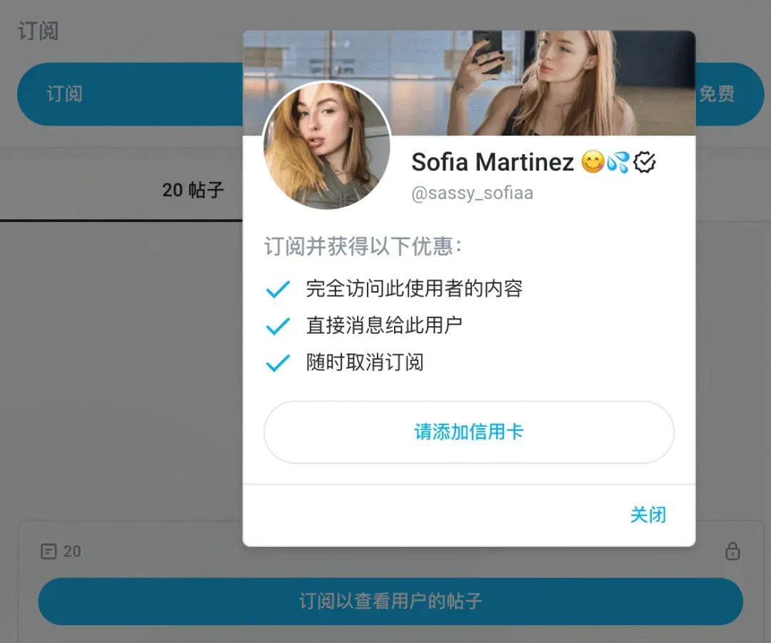 OnlyFans 订阅提示